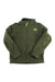 The Kids' Chimborazo Triclimate 3-in-1 Jacket in olive green features a soft Sherpa fleece liner, full front zipper, high collar, bright green The North Face logo on the left chest, and long sleeves with adjustable cuffs.