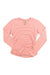Women's coral-and-white striped long-sleeve top with keyhole button neck