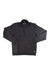 The Helly Hansen Men's Lillo Snap Sweater in dark gray features a short standing collar, partial front snap placket, zippered side pockets, and ribbed cuffs and hem, shown laid flat on a white background.