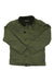Roark Mens Axeman Jacket in olive green with black fur collar, front button closure, chest pocket, and side pockets, shown laid flat on a white background.