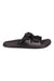 Women's black slide sandal with hook-and-loop strap closures and cushioned sole