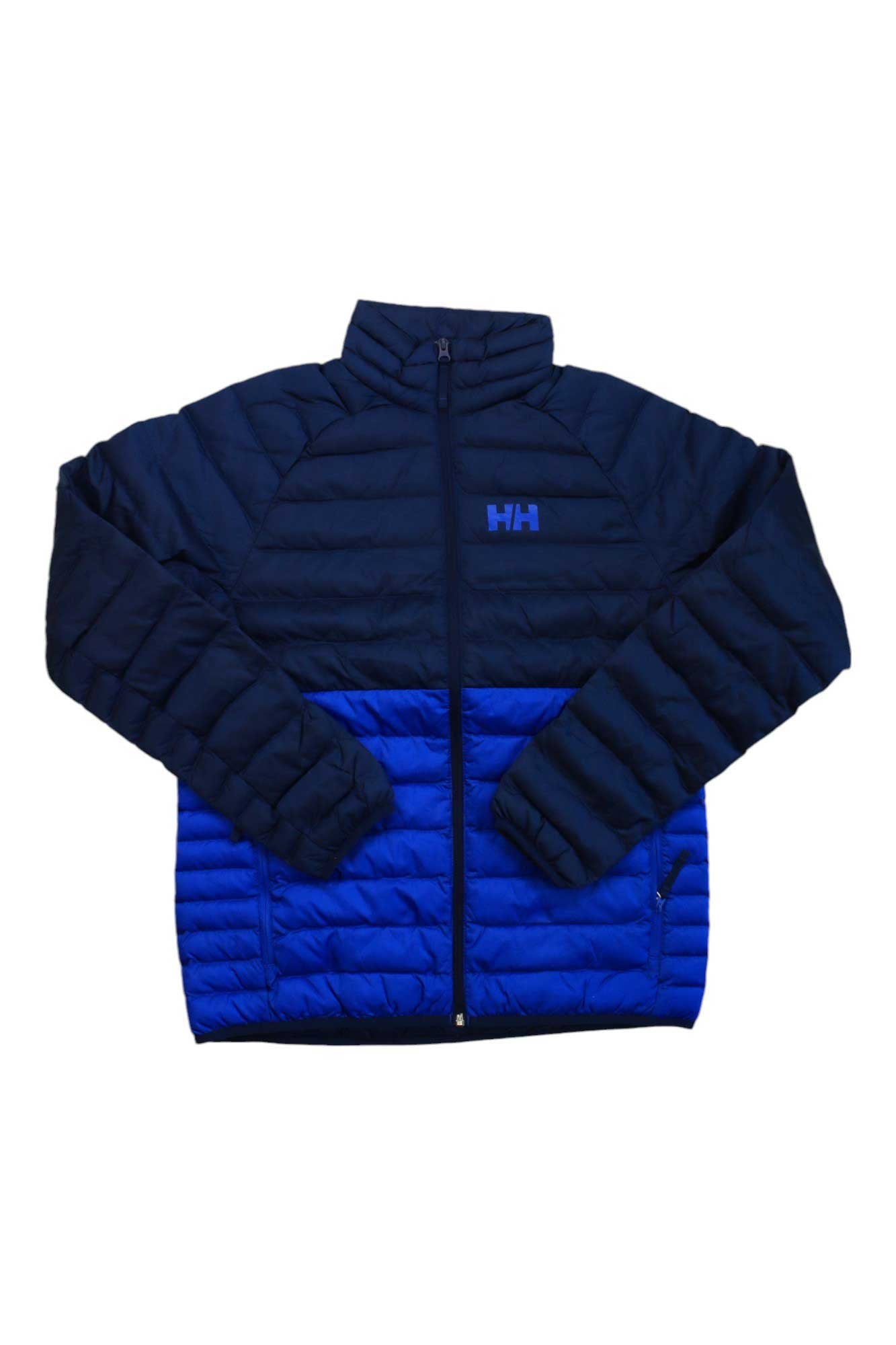 Men's puffer insulator jacket, deep blue with HH chest logo, full-zip front