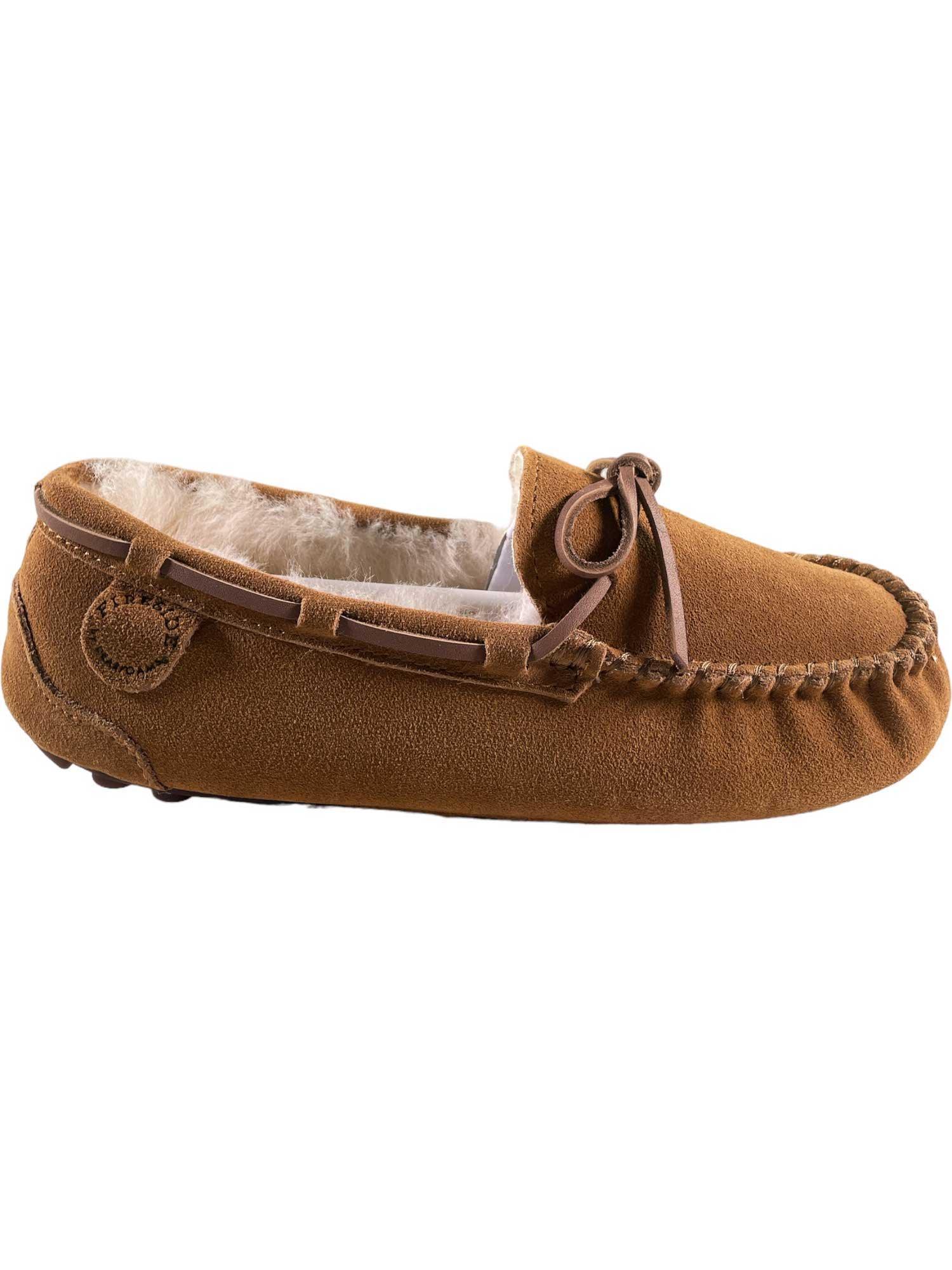Fireside By Dearfoams Women's Victoria Genuine Shearling Lace Moccasin Slipper Fireside by Dearfoams