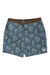 Men's hybrid swim trunk, blue with palm print, drawstring waist and mesh lining