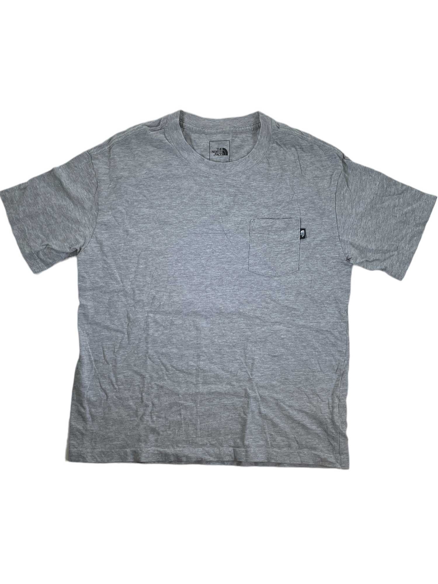 Women's relaxed pocket tee, short sleeves, heather gray chest pocket