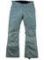 The Womens Backyard Snow Pants, in light gray, feature belt loops, front pockets, and a button closure. Made from breathable taffeta with a slightly wrinkled finish, they're shown laid flat on a white background.