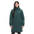 Women's expedition parka in dark sage green, hooded with front pockets and The North Face logo