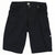 Men's trail shorts in black with adjustable waist tabs and side zip pockets