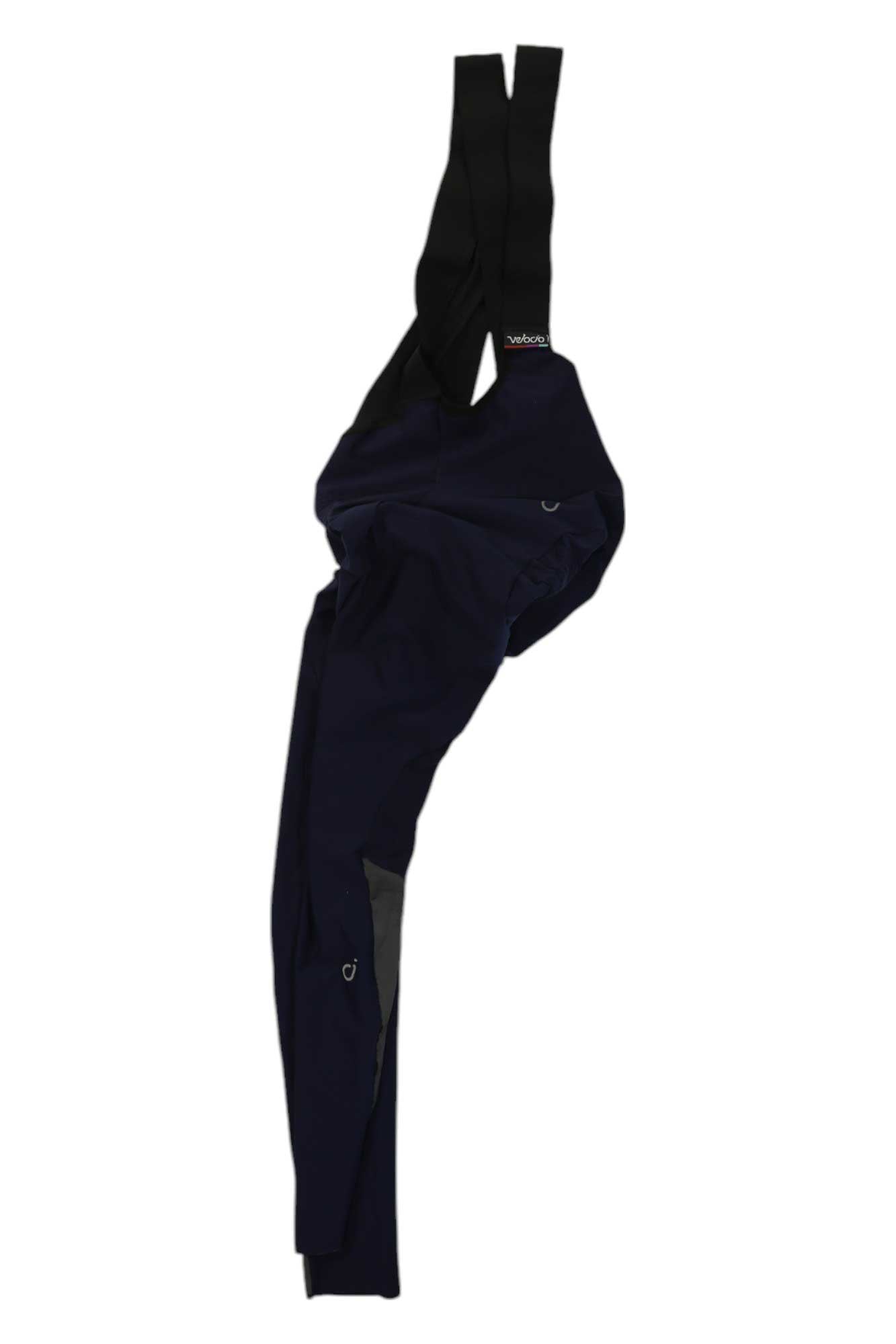 Women's cycling bib tight in dark navy with high bib straps and full-length legs.