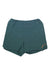 Men's 7-inch trail shorts, teal with side pockets and orange logo accents
