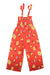 Women's sleeveless jumpsuit in red floral print, wide-leg, adjustable shoulder ties
