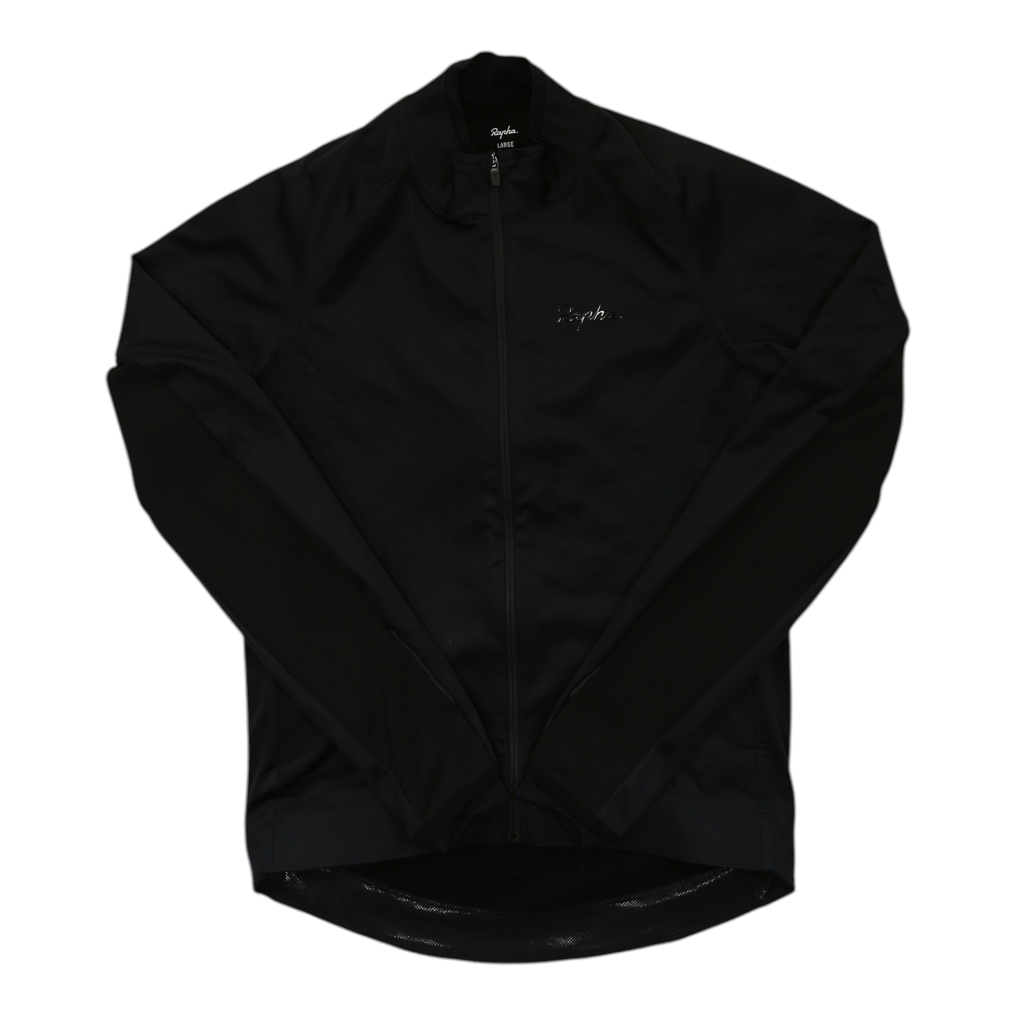 Men's full-zip winter cycling jacket, black, long sleeves, high collar