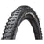 A close-up of the Continental Mountain King Protection Tire, a black mountain bike tire with deep knobby tread, "Mountain King" in yellow and white on the sidewall, and tubeless ready technology for better puncture protection.