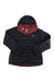 The L.L.Bean Women's Down Hooded Jacket, shown here in black with maroon lining and sleeves spread out, is crafted from recycled polyester fleece and insulated with water-repellent DownTek down. This stylish L.L.Bean piece features a cozy hood, front zipper, and the brand's logo on the left chest.