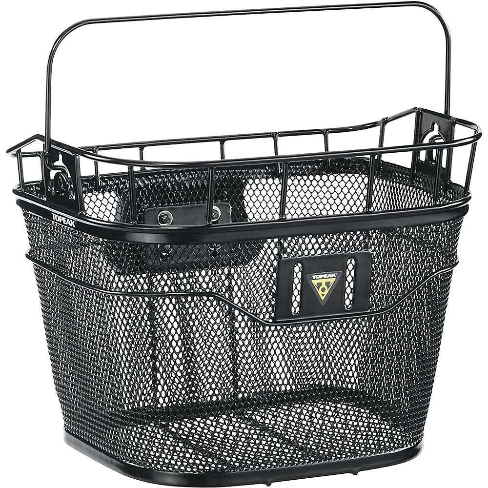 Topeak front bicycle basket, black metal mesh with mounting bracket and carry handle
