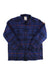 Padded plaid button-up shirt in blue with flap chest pockets and button front