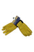 Hestra Omni glove pair in mustard yellow with navy cuff and black wrist strap