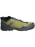The Black Diamond Men's Mission XP Leather Shoe is a green and black low-profile hiking shoe with laces, perforated side panel, reinforced toe and heel, and the Black Diamond logo.
