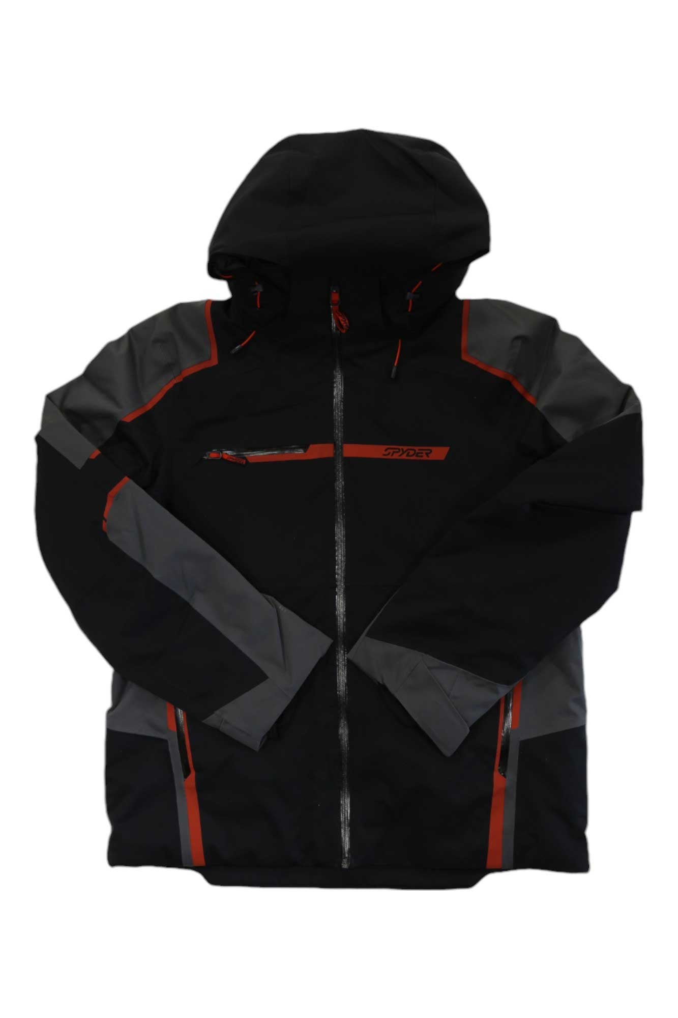 Men's Titan jacket in black with red accents, zip-front hooded design