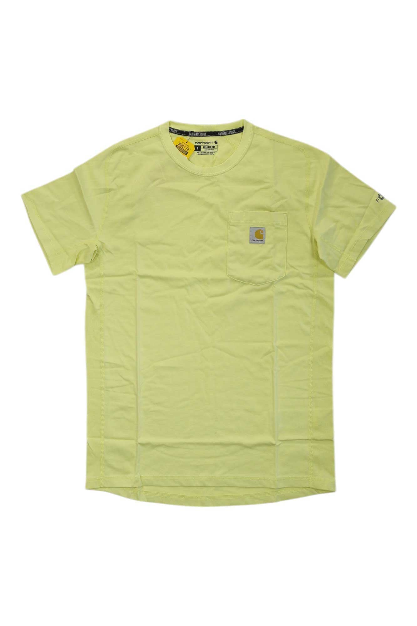 Carhartt men’s Force relaxed-fit pocket T-shirt, light lime green, short sleeves
