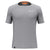 Men's athletic T-shirt in light gray, short sleeves, small white chest logo, fitted athletic look