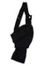 Men's black cycling bib shorts with small red logo on strap and side mesh