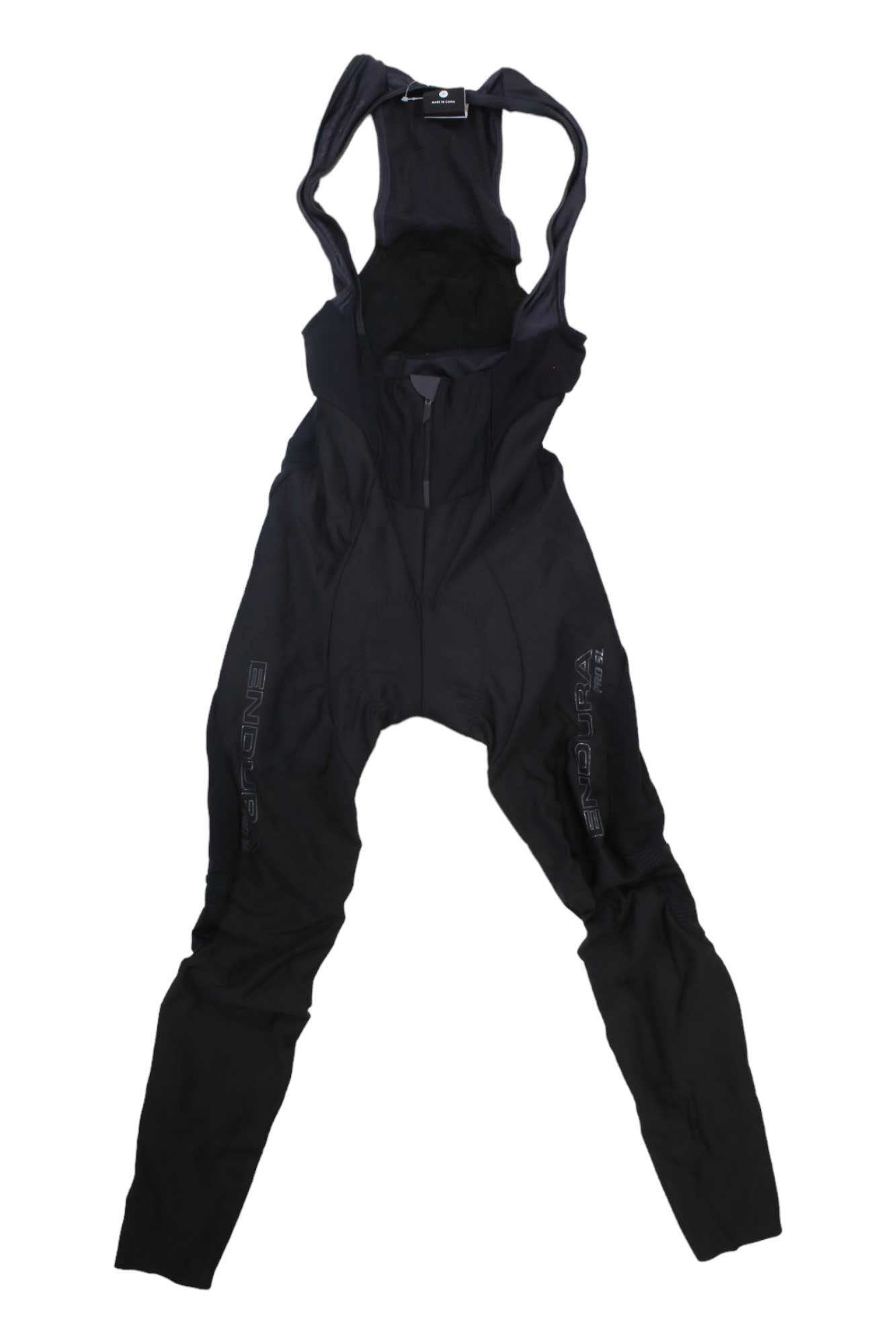 The Endura Mens Pro SL Bibtights II are black cycling tights with shoulder straps and a front zipper, shown flat on a white background. Reflective "Endura" text appears on the legs, making these windproof bibtights ideal for all rides.