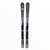 A pair of Atomic Women's Cloud Q8 all-mountain skis with M10 GW Bindings in black and gray, shown standing upright side by side on a plain white background.
