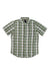 Men's short-sleeve plaid button-up shirt, green and white