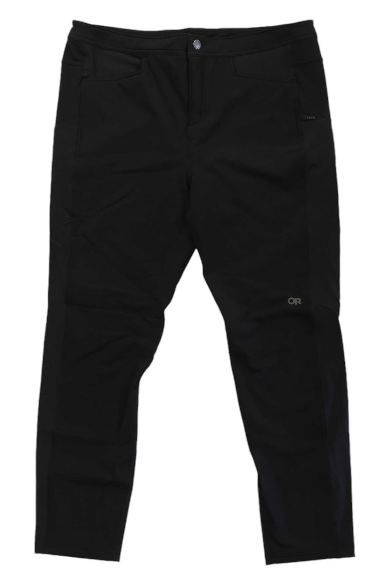 The Outdoor Research Womens Methow Pant - Regular features a button and zip closure, front pockets, and a subtle logo on the upper right thigh. Shown laid flat against a white background.