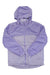 The Eddie Bauer Girls Lone Peak 3-In-1 Jacket is light purple, features a front zipper, elastic cuffs, and has a subtle patterned lining visible at the collar.