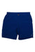 The Rab Mens Momentum 9 Inch Short is a pair of blue ultralight men's shorts with an elastic waistband, side pockets, water-resistant fabric, and a small logo on the lower left leg.