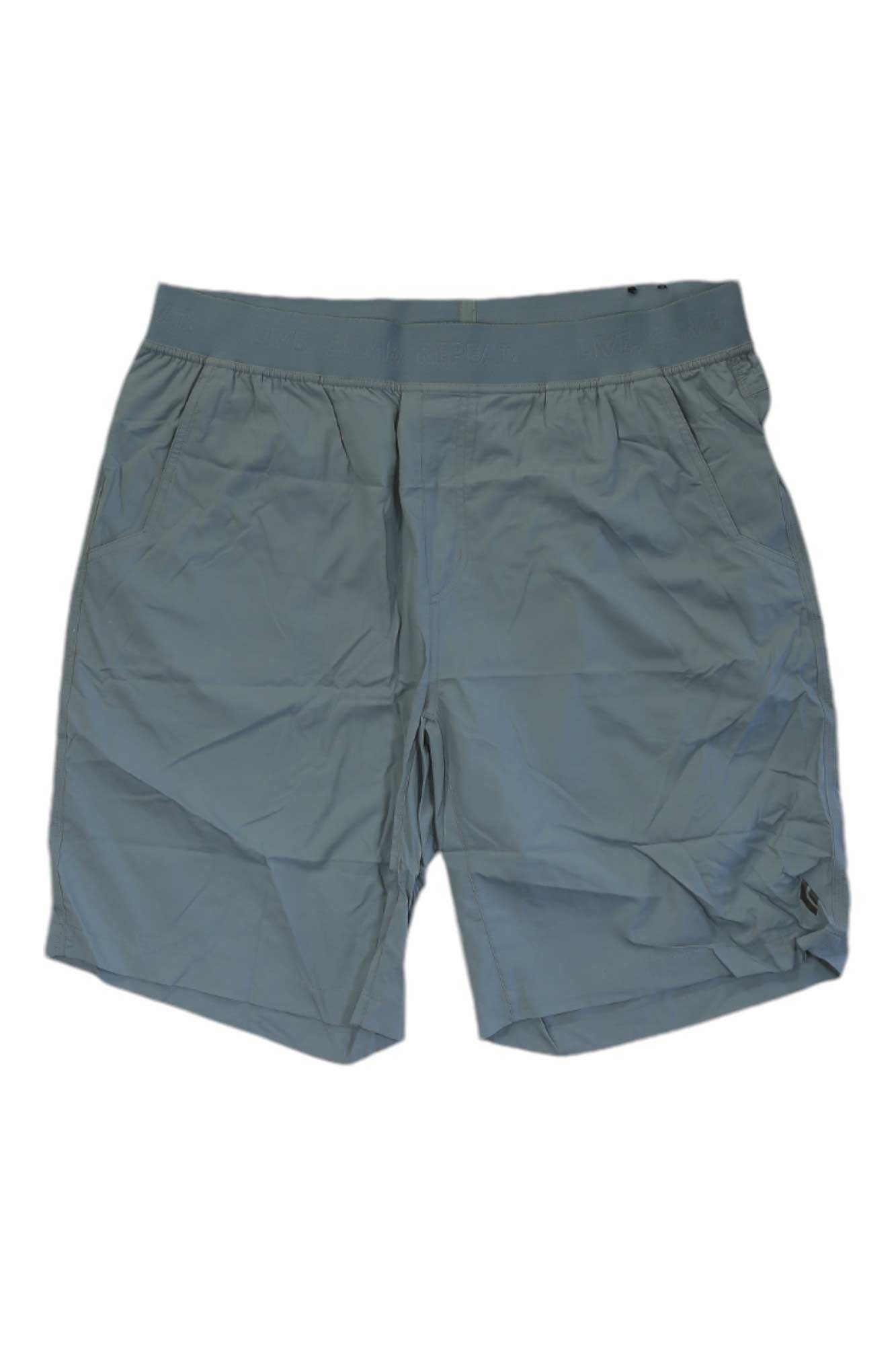 The Black Diamond Men's Sierra LT Short in light gray features an elastic waistband, front pockets, and a small logo on the left leg. These ultralight shorts are shown flat against a white background.
