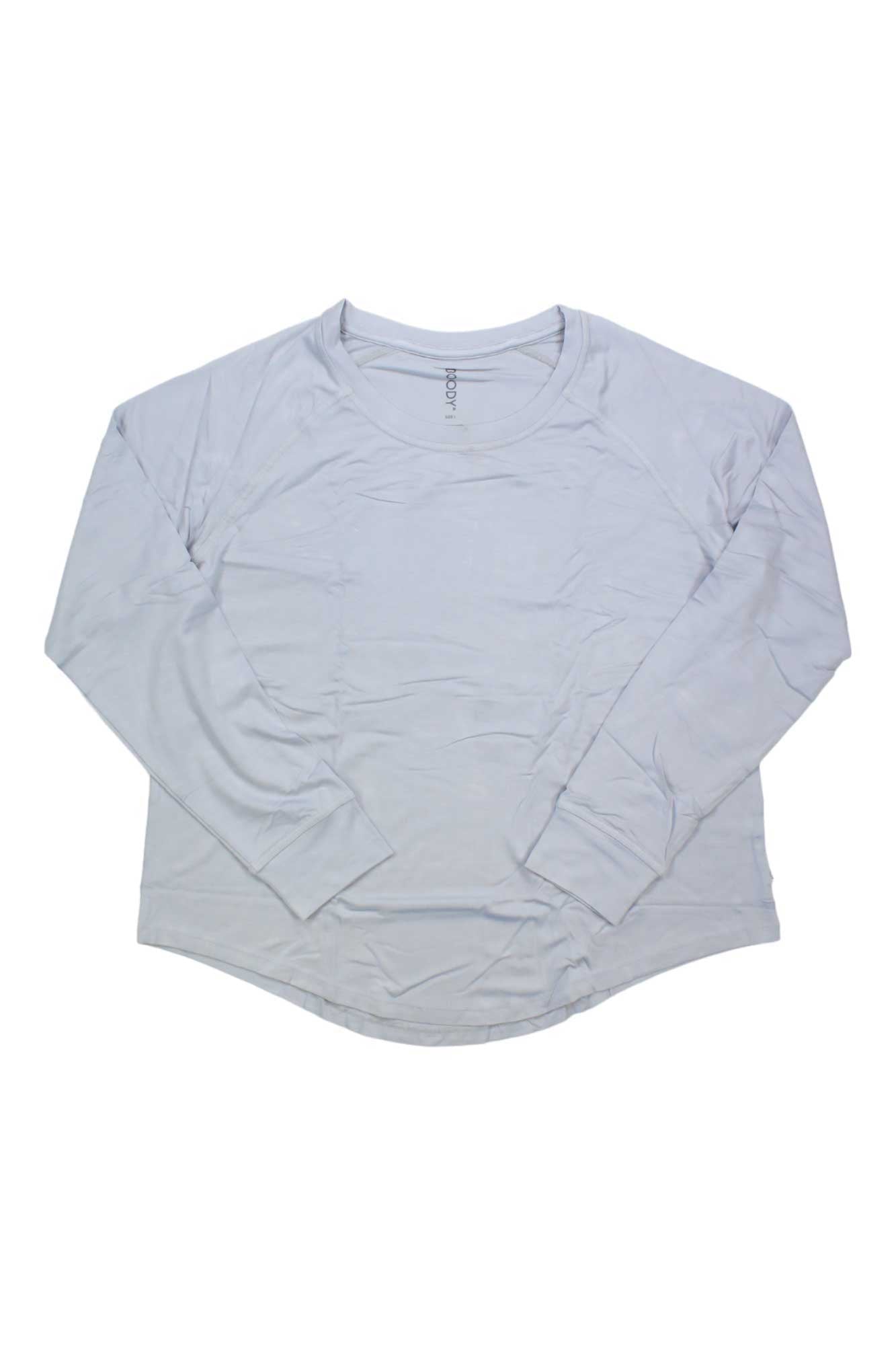 Women’s raglan sleep top, dove blue long sleeves and crew neck