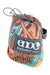 Hammock with DoubleNest logo patch and multicolor leaf print, gray suspension cords