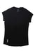 The Mons Royale Women's Bella Tech Tee is a plain black, short-sleeve fitness top with breathable fabric and a small white Model People logo near the lower left hem, shown laid flat on a white background.