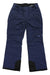 The Outdoor Research Womens Snowcrew Pant in navy blue features waterproof fabric, black reinforced cuffs, zippered pockets, and adjustable waist tabs, shown against a white background.