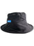 The KAVU Fishermans Chillba Hat is a black, quick-drying sun hat featuring a slightly wide brim, blue KAVU tag on the front, and a simple unstructured design inspired by the classic Fisherman’s Chillba style.