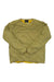 Men’s crewneck pullover sweater with long sleeves, olive knit; ribbed hem and cuffs.
