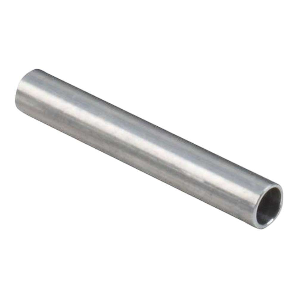 A single, cylindrical metal tube with a hollow center, shown on a white background. The Blackburn Raceday Trainer Thru Axle Adaptor is perfect for use as an indoor bike trainer accessory.