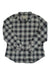 Women's plaid flannel button-up shirt, long sleeves, dark teal and gray