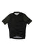 The Mens Pro Team Midweight Short Sleeve Jersey features a front zipper, black body, and dark green checkered sleeves. Shown on a white background, this Rapha men’s cycling jersey offers midweight comfort with short sleeves.