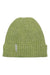 The Turtle Fur Women's Recycled Clara Beanie is a light green, ribbed knit hat with a folded brim, small white tag on the cuff, and fleece lining for extra warmth, shown on a plain white background.