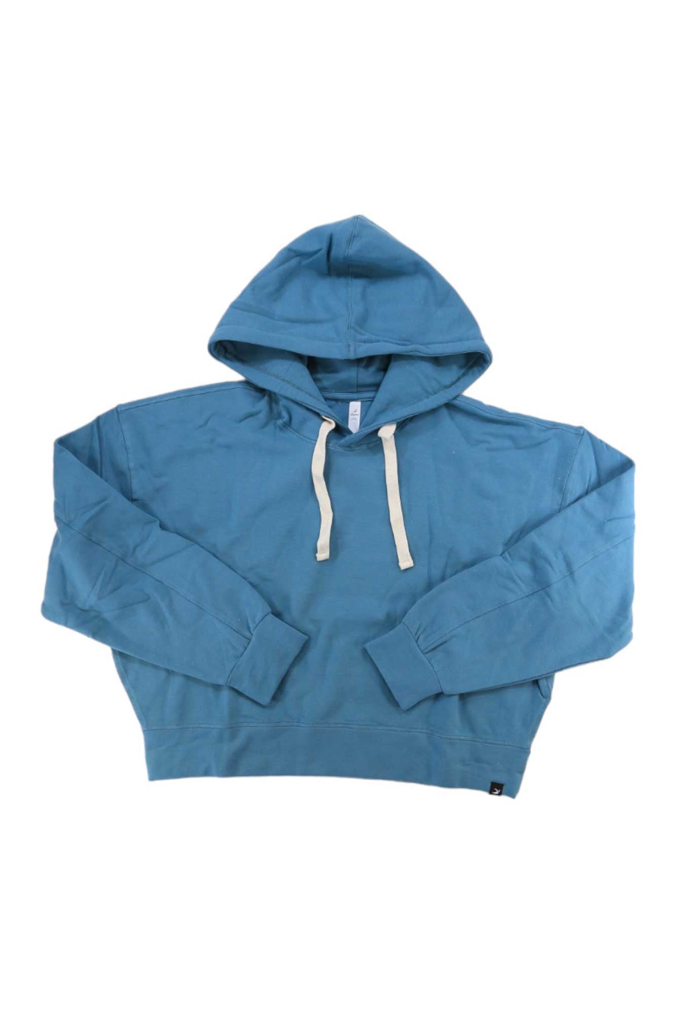 The Glyder Womens Vintage Oversized Cropped Hoodie features ultra-soft fabric, long sleeves, and white drawstrings, shown on a flat white background.
