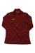 The Mammut Womens Aconcagua Light ML Jacket, shown in maroon and laid flat on a white background, features long sleeves, lightweight insulation, a stand-up collar, and a chest logo. Made from recycled polyester for comfort and sustainability.