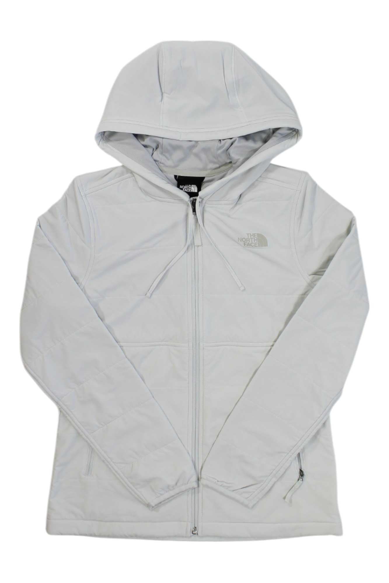 Women’s zip-front hoodie sweatshirt, light gray, The North Face logo