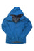 The Black Diamond Women's Highline Stretch Shell Jacket is a blue, hooded shell with long sleeves, front zipper, high collar, and PFC-free DWR for waterproof breathability. Shown laid flat on a white background.