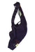 Navy bib short with front bib straps, contoured cutout leg opening, and logos