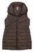 The Indyeva Womens Kapa Vest is a sleeveless black insulated vest featuring a high collar and front zipper closure, shown laid flat on a white background.