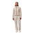 Women’s quilted puffer jacket in light beige with full zip and stand collar